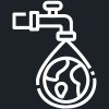 Logo spart Wasser mit Wasserhahn und Weltkugel