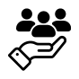 Icon mit Hand und 3 Menschen für persönlichen Service